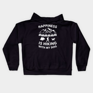 Happiness is hiking with my dog Kids Hoodie